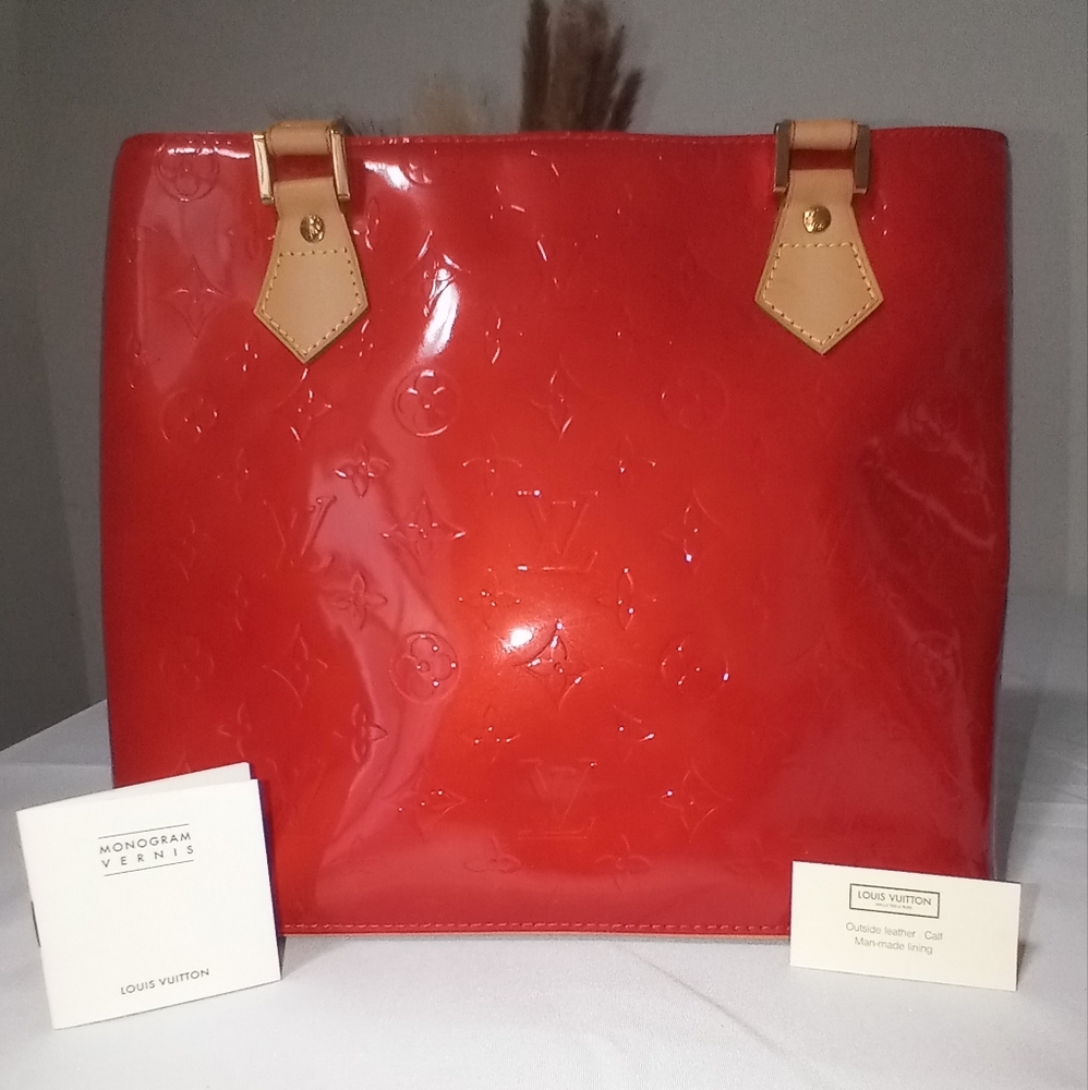 Louis Vuitton Monogram Huston Vernis Red Tote